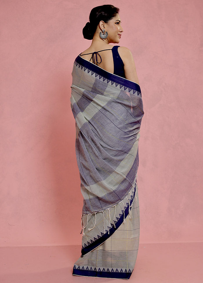 Grey Pure Cotton Saree With Blouse Piece - Indian Silk House Agencies