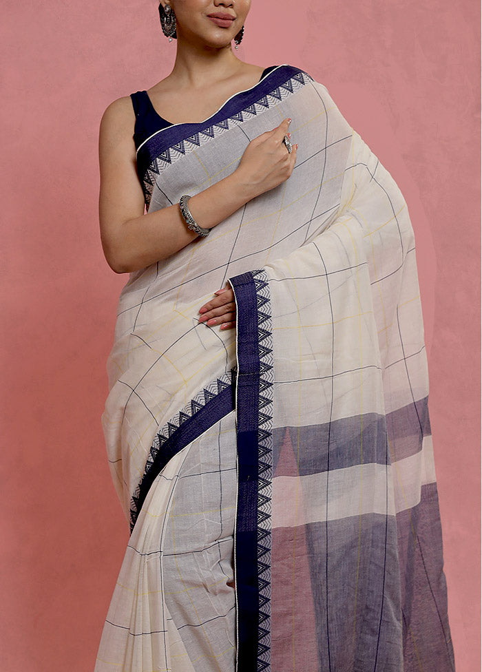 Cream Cotton Saree With Blouse Piece - Indian Silk House Agencies