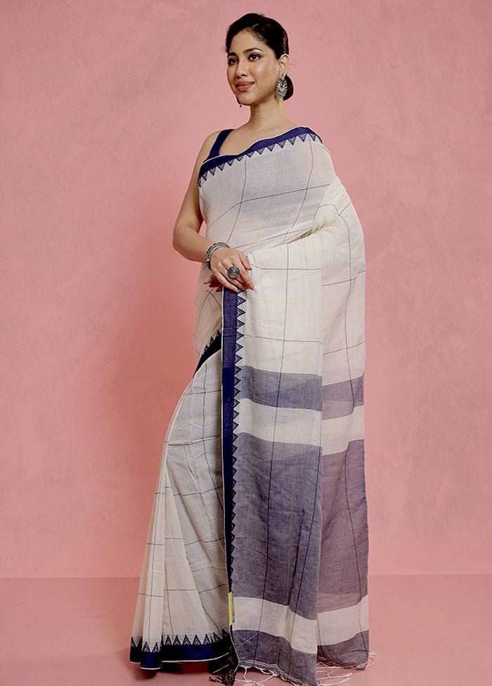 Cream Cotton Saree With Blouse Piece - Indian Silk House Agencies