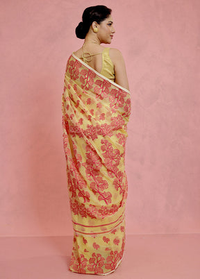 Yellow Tant Jamdani Saree Without Blouse Piece - Indian Silk House Agencies