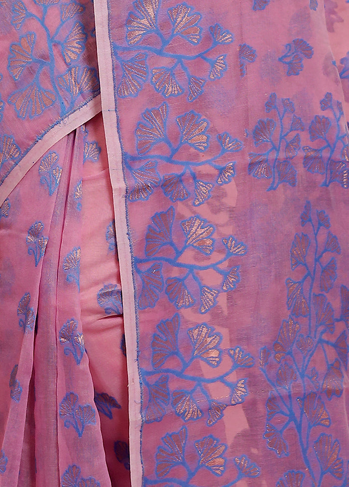 Pink Tant Jamdani Saree Without Blouse Piece - Indian Silk House Agencies