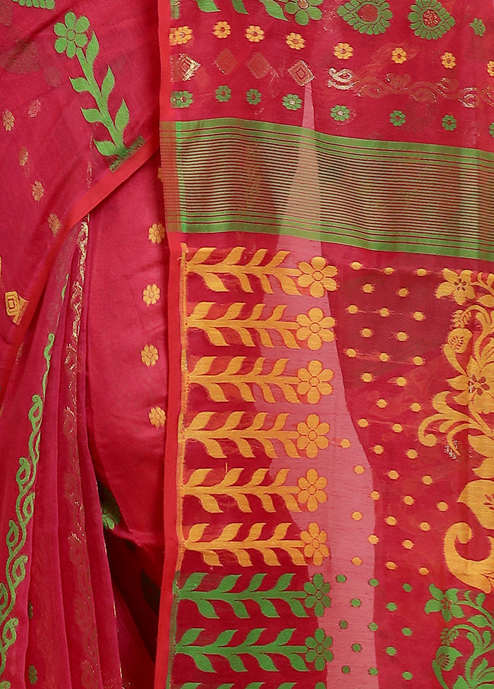 Pink Tant Jamdani Saree Without Blouse Piece - Indian Silk House Agencies