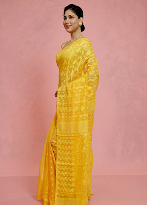 Yellow Tant Jamdani Saree Without Blouse Piece - Indian Silk House Agencies