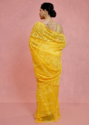 Yellow Tant Jamdani Saree Without Blouse Piece - Indian Silk House Agencies