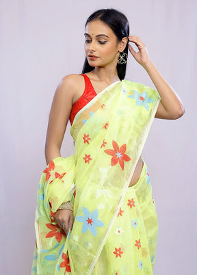 Green Tant Cotton Saree Without Blouse Piece - Indian Silk House Agencies