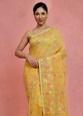 Yellow Tant Jamdani Saree Without Blouse Piece - Indian Silk House Agencies