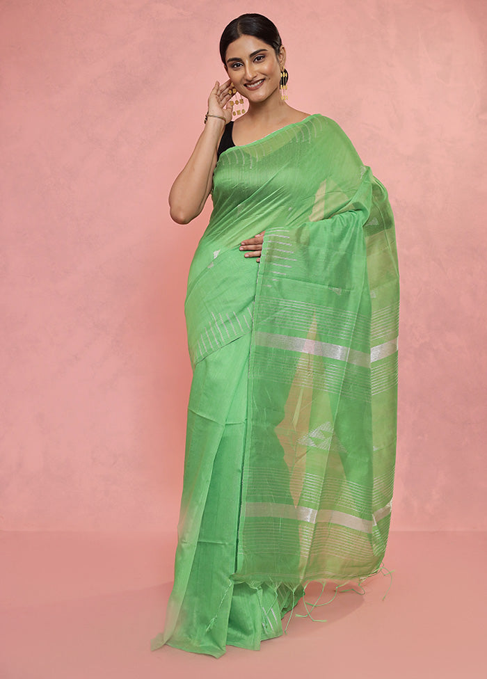 Green Matka Silk Saree With Blouse Piece - Indian Silk House Agencies