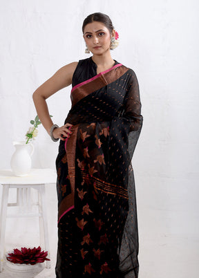 Black Matka Silk Saree With Blouse Piece - Indian Silk House Agencies