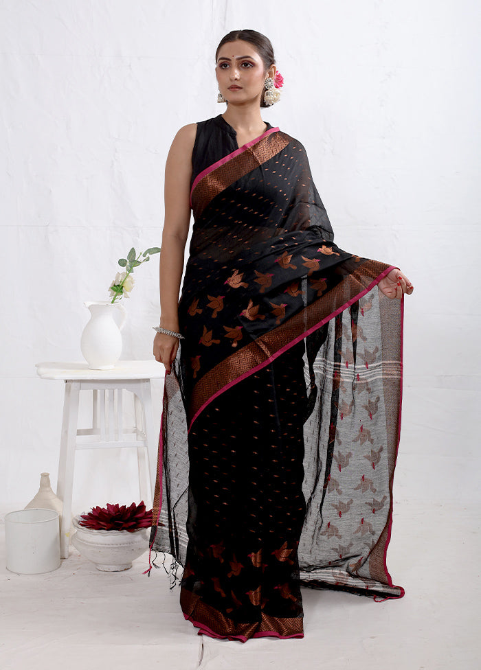 Black Matka Silk Saree With Blouse Piece - Indian Silk House Agencies