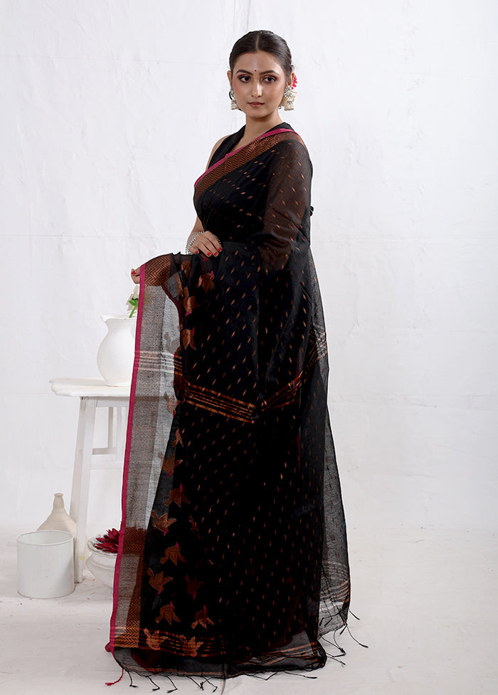 Black Matka Silk Saree With Blouse Piece - Indian Silk House Agencies