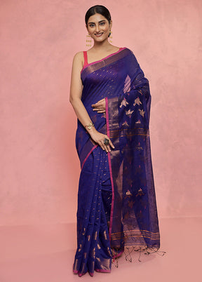 Blue Matka Silk Saree With Blouse Piece - Indian Silk House Agencies