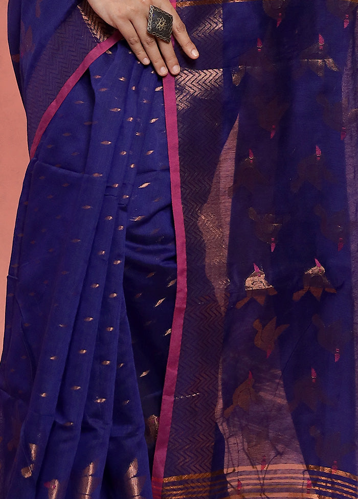 Blue Matka Silk Saree With Blouse Piece - Indian Silk House Agencies