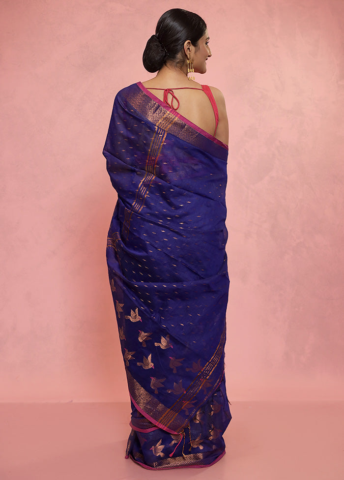 Blue Matka Silk Saree With Blouse Piece - Indian Silk House Agencies