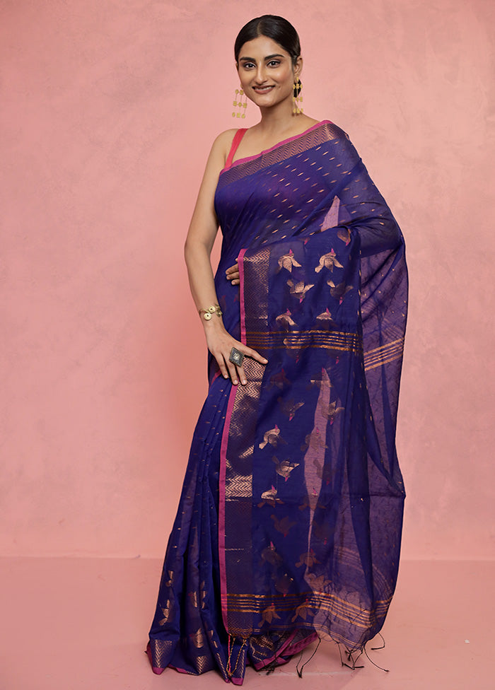 Blue Matka Silk Saree With Blouse Piece - Indian Silk House Agencies