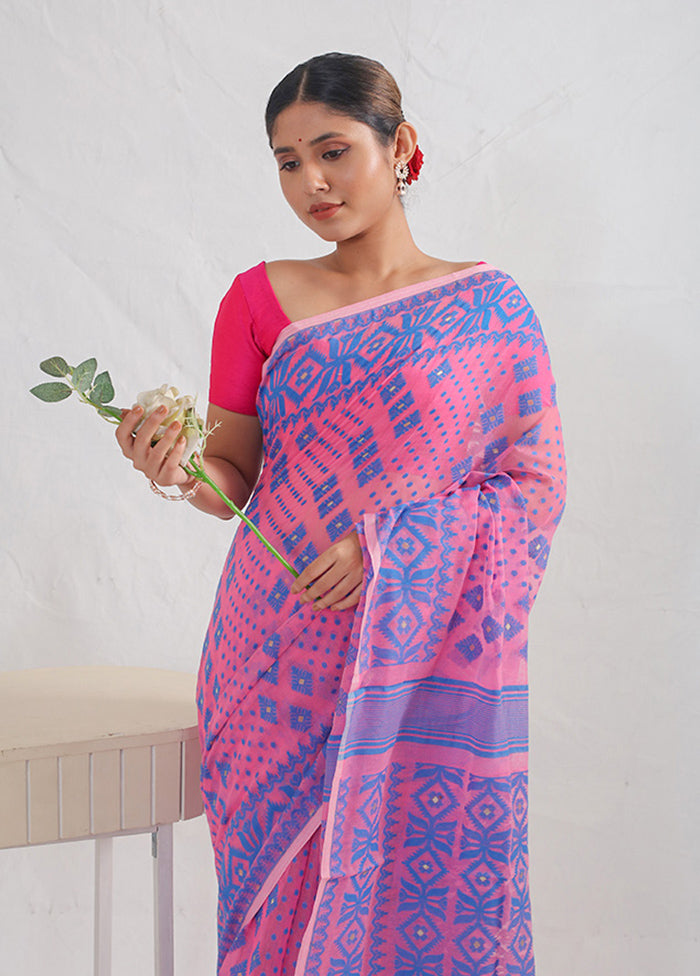 Pink Tant Cotton Saree Without Blouse Piece - Indian Silk House Agencies