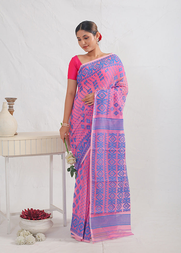 Pink Tant Cotton Saree Without Blouse Piece - Indian Silk House Agencies