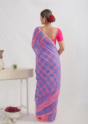 Pink Tant Cotton Saree Without Blouse Piece - Indian Silk House Agencies