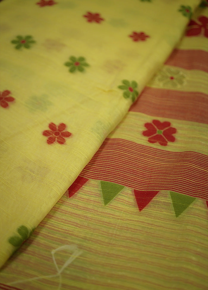 Yellow Cotton Saree With Blouse Piece - Indian Silk House Agencies