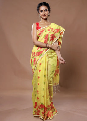 Yellow Cotton Saree With Blouse Piece - Indian Silk House Agencies