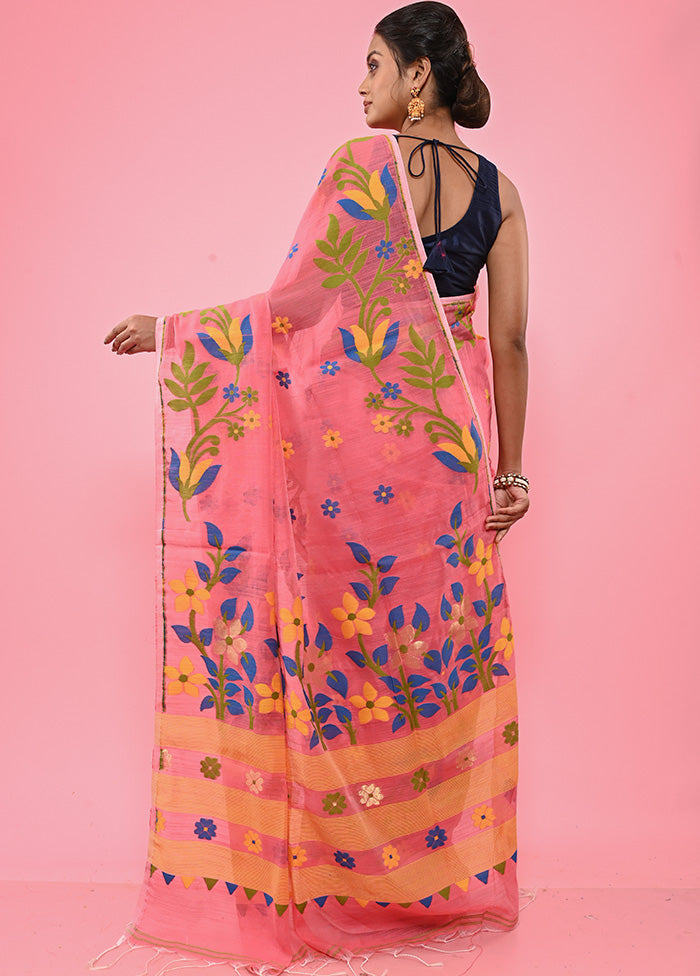 Pink Cotton Saree With Blouse Piece - Indian Silk House Agencies