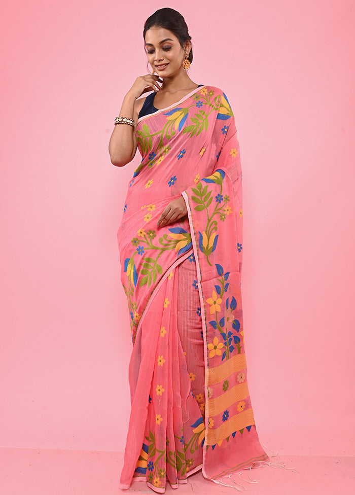 Pink Cotton Saree With Blouse Piece - Indian Silk House Agencies