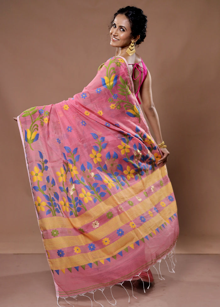 Pink Cotton Saree With Blouse Piece - Indian Silk House Agencies