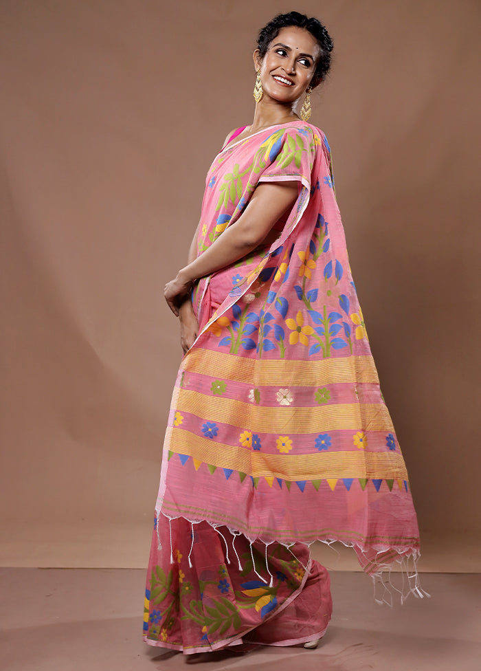 Pink Cotton Saree With Blouse Piece - Indian Silk House Agencies