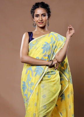 Yellow Cotton Saree With Blouse Piece - Indian Silk House Agencies