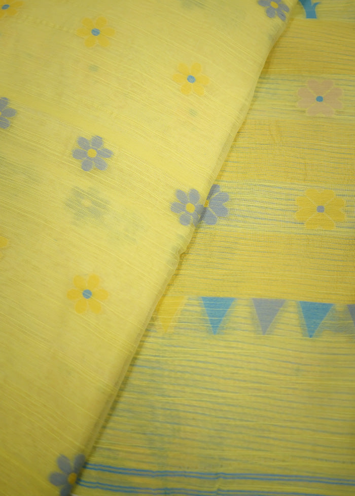 Yellow Cotton Saree With Blouse Piece - Indian Silk House Agencies