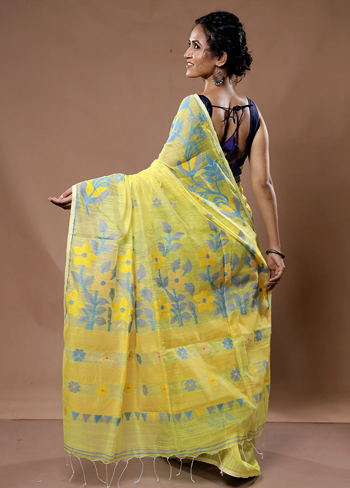 Yellow Cotton Saree With Blouse Piece - Indian Silk House Agencies