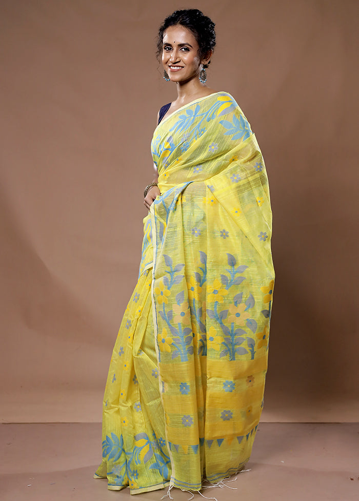 Yellow Cotton Saree With Blouse Piece - Indian Silk House Agencies