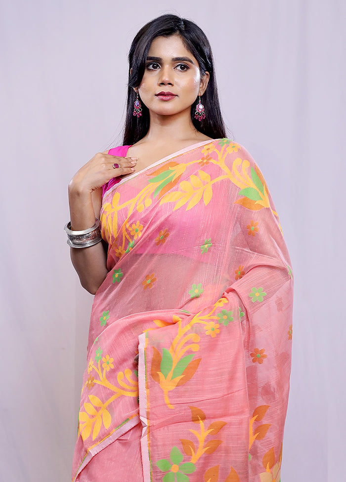 Pink Cotton Saree With Blouse Piece - Indian Silk House Agencies