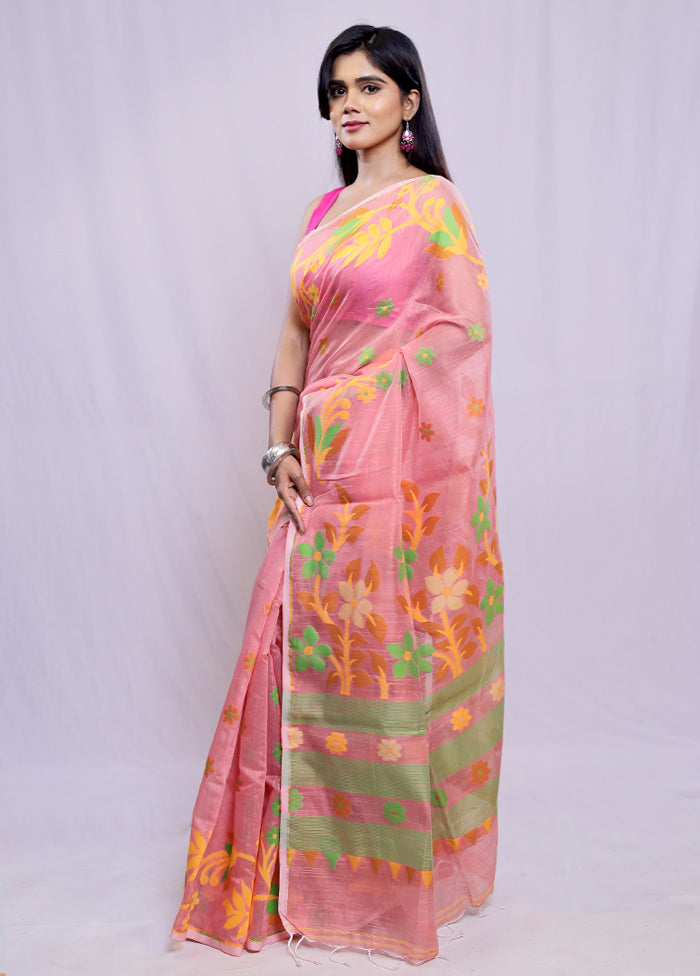 Pink Cotton Saree With Blouse Piece - Indian Silk House Agencies