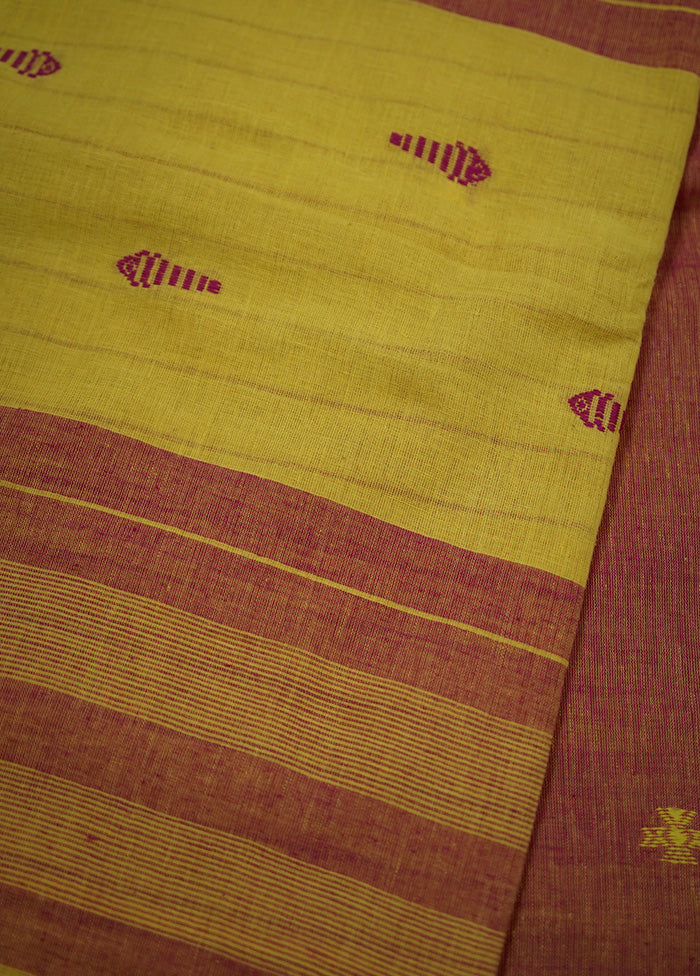 Yellow Pure Cotton Saree With Blouse Piece - Indian Silk House Agencies