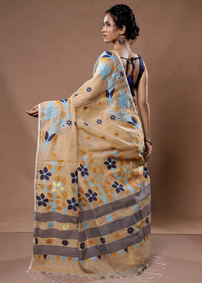 Cream Cotton Saree With Blouse Piece - Indian Silk House Agencies