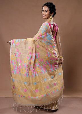 Cream Cotton Saree With Blouse Piece - Indian Silk House Agencies