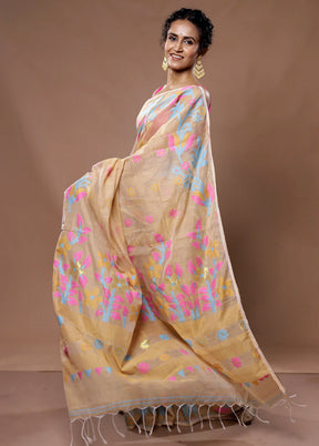 Cream Cotton Saree With Blouse Piece - Indian Silk House Agencies