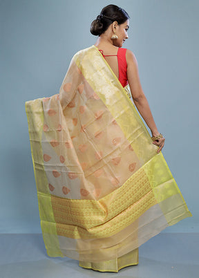 Cream Kora Silk Saree With Blouse Piece - Indian Silk House Agencies