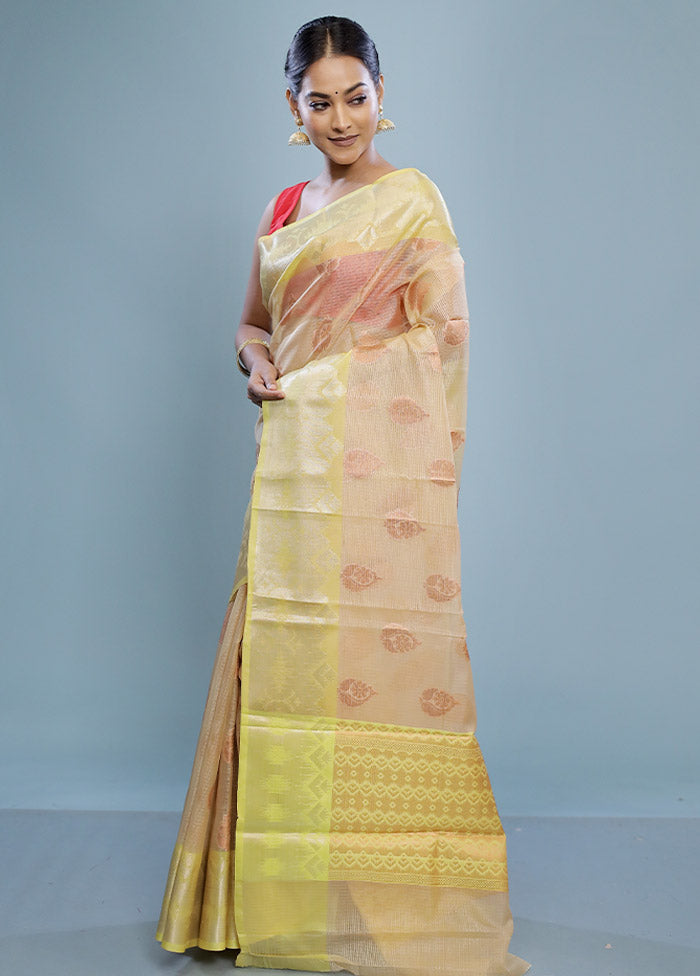 Cream Kora Silk Saree With Blouse Piece - Indian Silk House Agencies