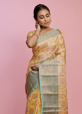 Yellow Kora Silk Saree With Blouse Piece - Indian Silk House Agencies