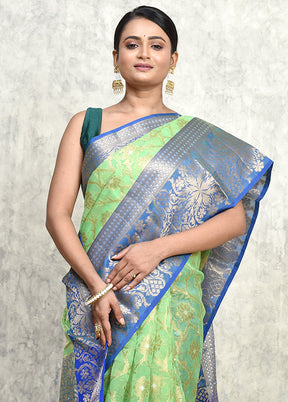 Green Kora Silk Saree With Blouse Piece - Indian Silk House Agencies