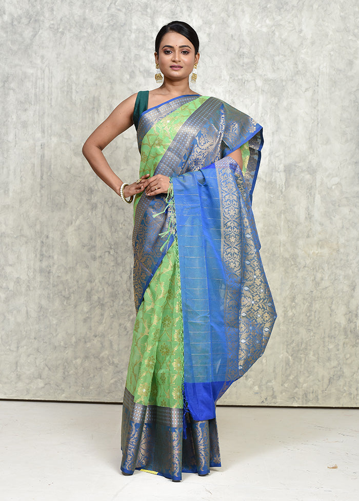 Green Kora Silk Saree With Blouse Piece - Indian Silk House Agencies