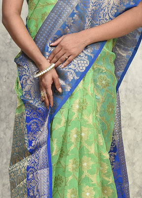 Green Kora Silk Saree With Blouse Piece - Indian Silk House Agencies