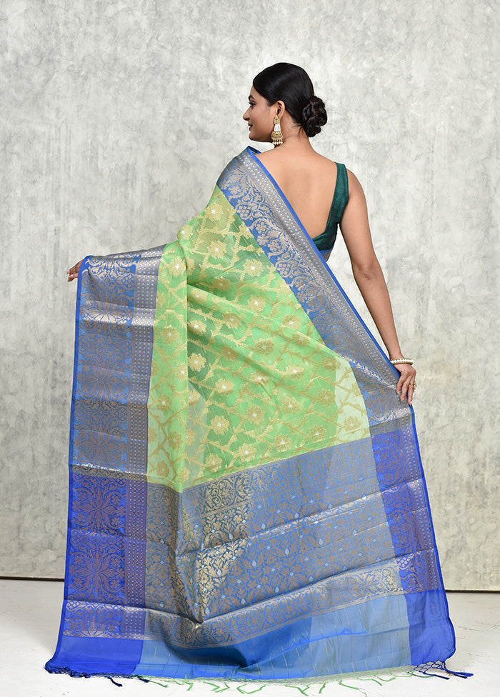 Green Kora Silk Saree With Blouse Piece - Indian Silk House Agencies