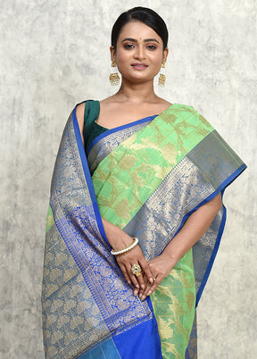 Green Kora Silk Saree With Blouse Piece - Indian Silk House Agencies