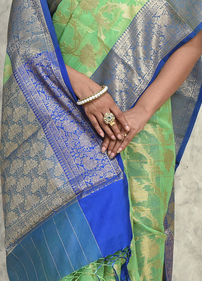 Green Kora Silk Saree With Blouse Piece - Indian Silk House Agencies