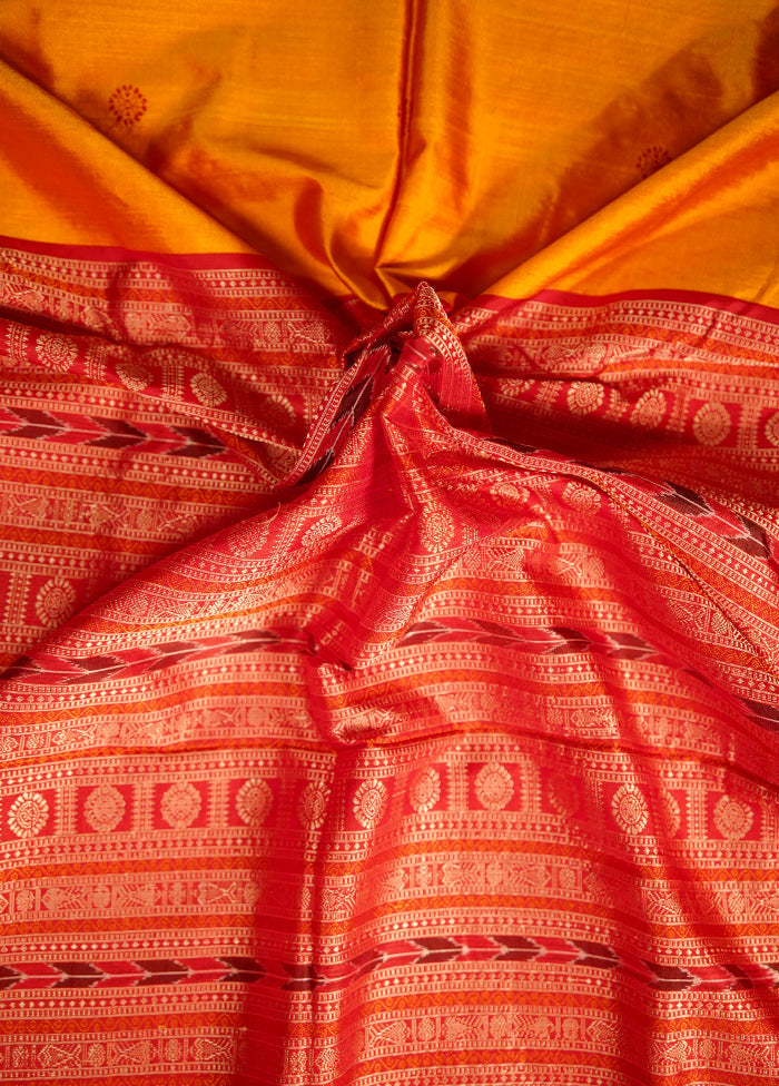 Yellow Bomkai Pure Silk Saree With Blouse Piece - Indian Silk House Agencies