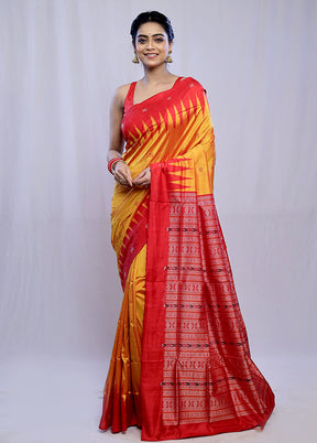 Yellow Bomkai Pure Silk Saree With Blouse Piece - Indian Silk House Agencies