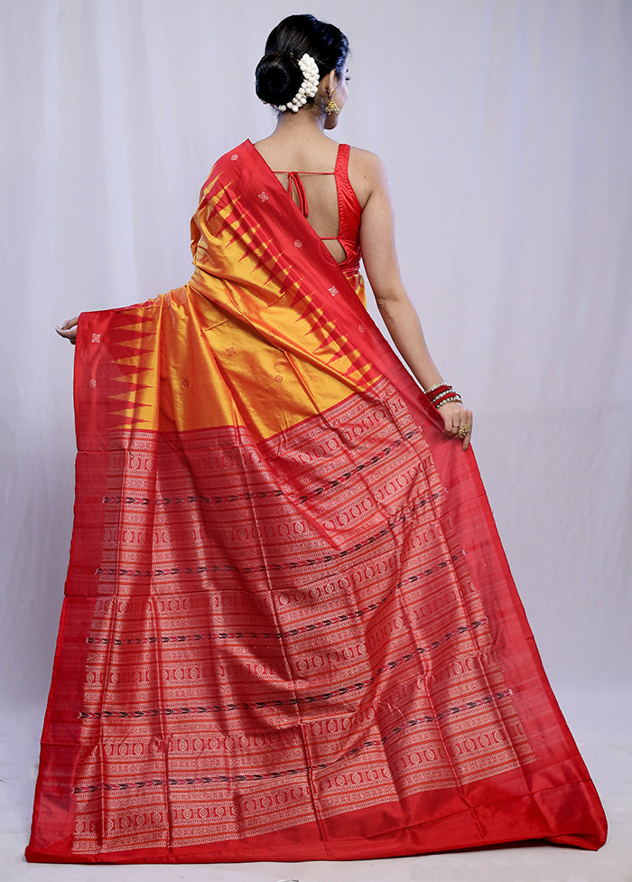 Yellow Bomkai Pure Silk Saree With Blouse Piece - Indian Silk House Agencies