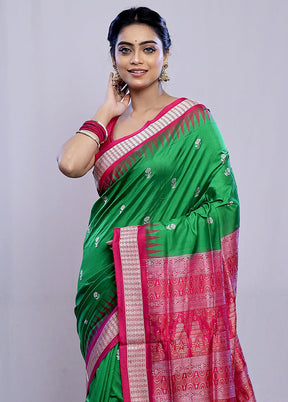 Green Bomkai Pure Silk Saree With Blouse Piece - Indian Silk House Agencies